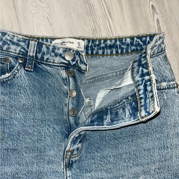 Abercrombie & Fitch Blue Distressed Jean Shorts - Picture 3 of 4